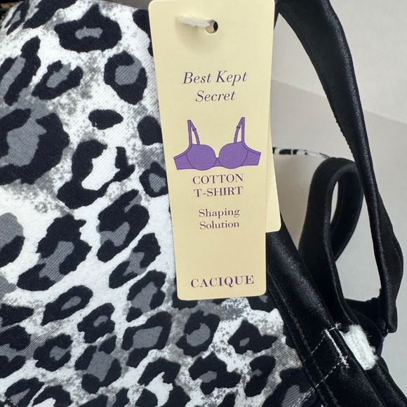 CACIQUE Plus Sz 44D/Leopard Print/ Padded Cups/Blk Straps/Underwire Bra/NWT - Picture 4 of 8
